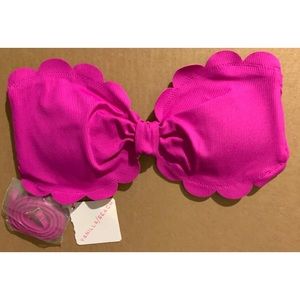 Vanilla Beach Fuchsia Scalloped Strapless Bikini Swim Top SMALL *NWT*